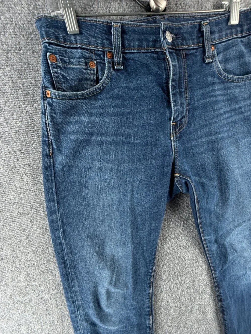 Levis 502 Premium Blue Denim Jeans Leather Patch Cotton Blend ACTL 31X30.5